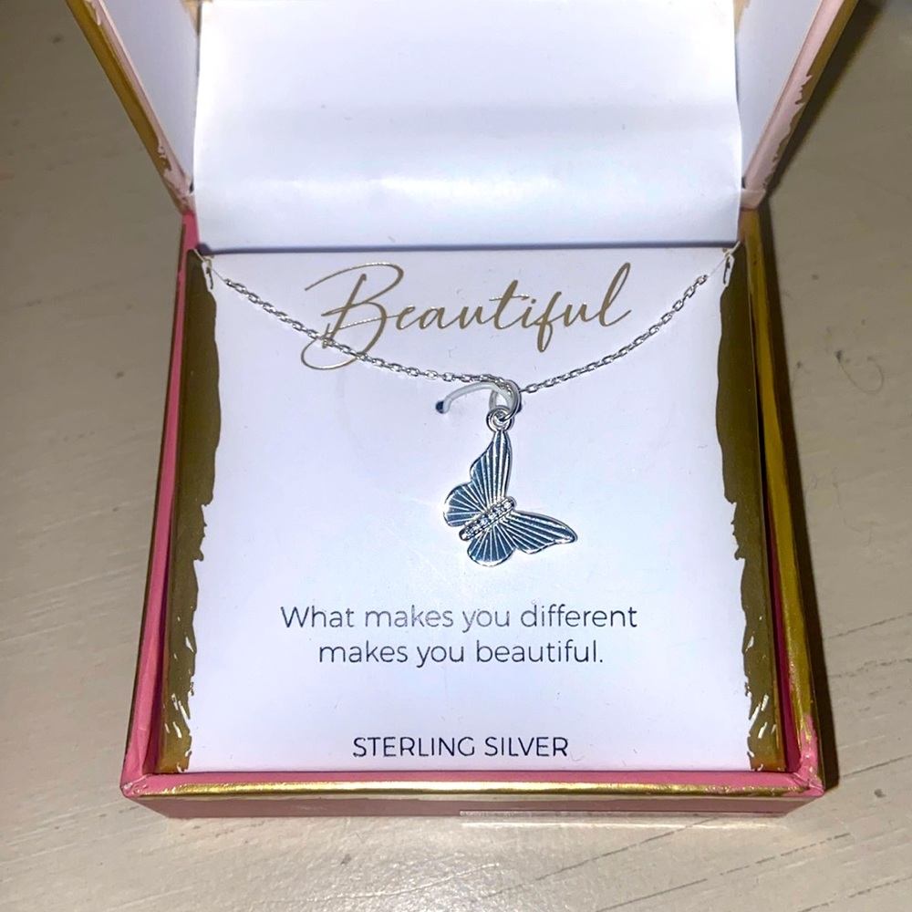 Footnotes Sterling Silver Butterly Necklace